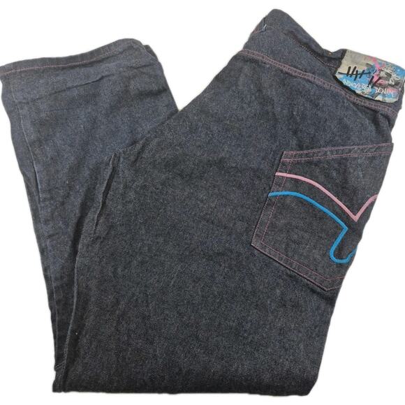 VINTAGE Indigo Red Jeans Mens 44×33 Baggy Skater Grunge Selvedge - Picture 1 of 8